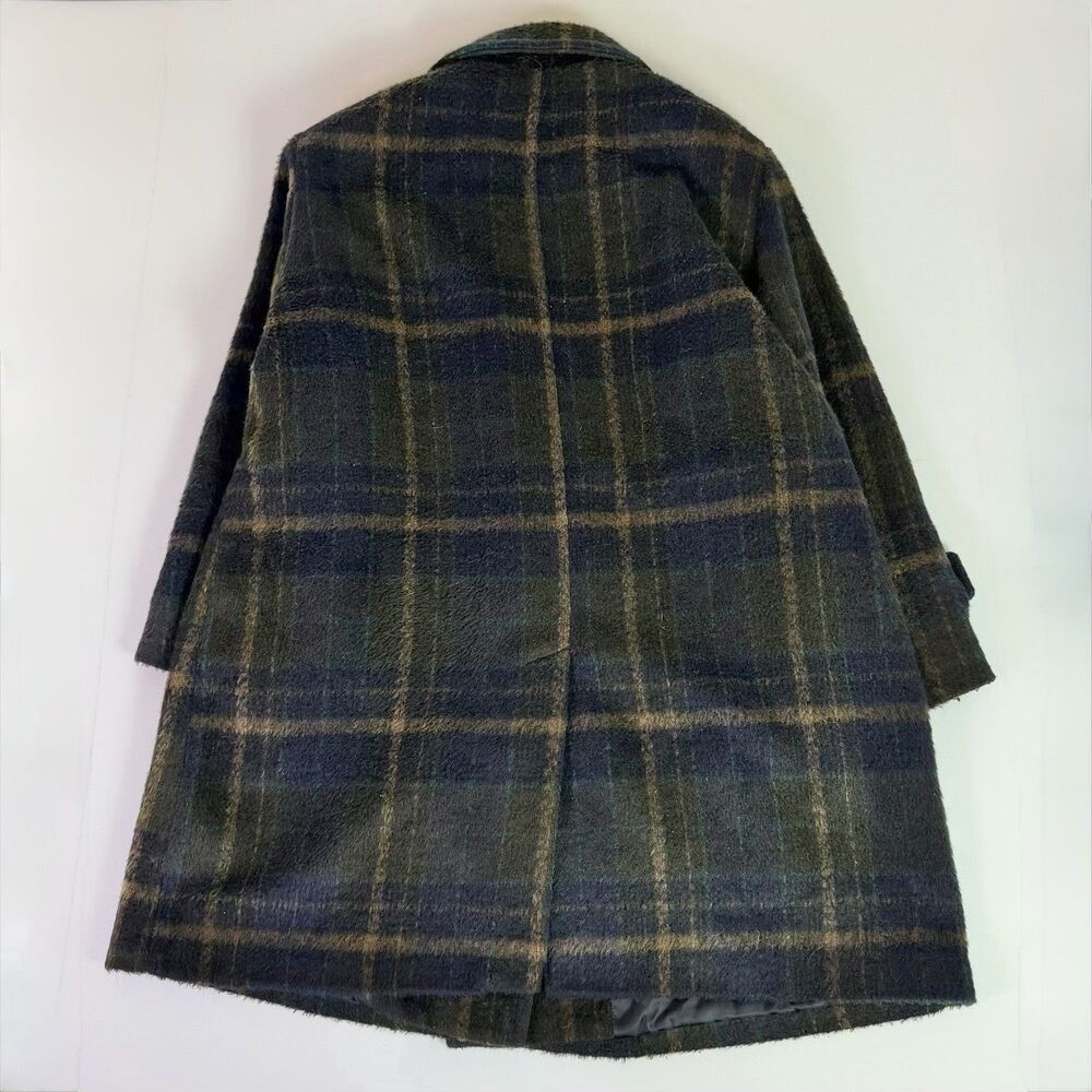 Sam Edelman Plaid Peacoat Womens XXL Double Breasted Dark Academia Preppy Gothic - Picture 10 of 16
